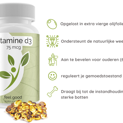 Vitamine D3 - 75 mcg - 100 Softgels