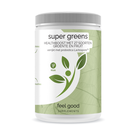 Supergreens poeder rijk aan antioxidanten en vitaminen voor dagelijkse energie en focus